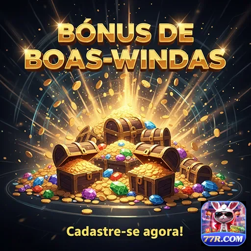Imagem de boas-vindas do site 77r, destacando bônus e ofertas especiais para novos usuários.