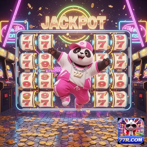 Imagem da máquina caça-níqueis Jackpot Panda no site 77r, mostrando símbolos e emoção do jogo.